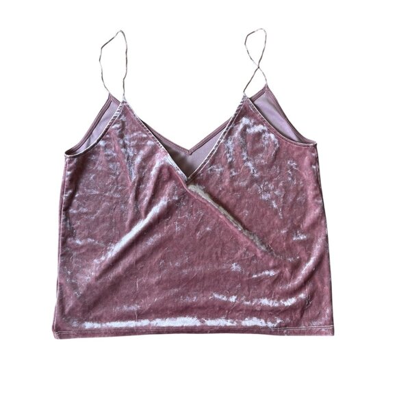 H&M Y2K Babydoll Camisole Top Womens Medium Pink Crushed Velvet Whimsigoth Boho - Picture 4 of 7